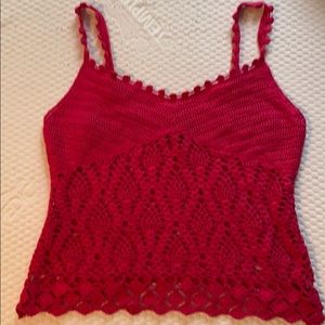 Hot pink crochet tank